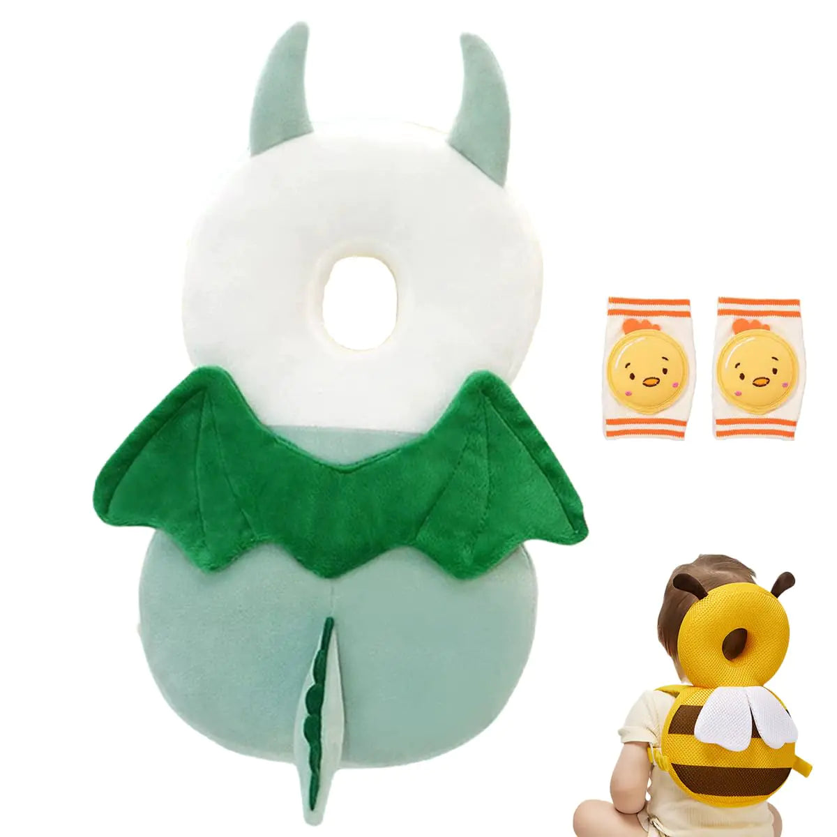 Baby Head Protector Backpack for Falling Crawling Walking Safety Adjustable Toddler Protection Cushion with Knee Pads (Style F)