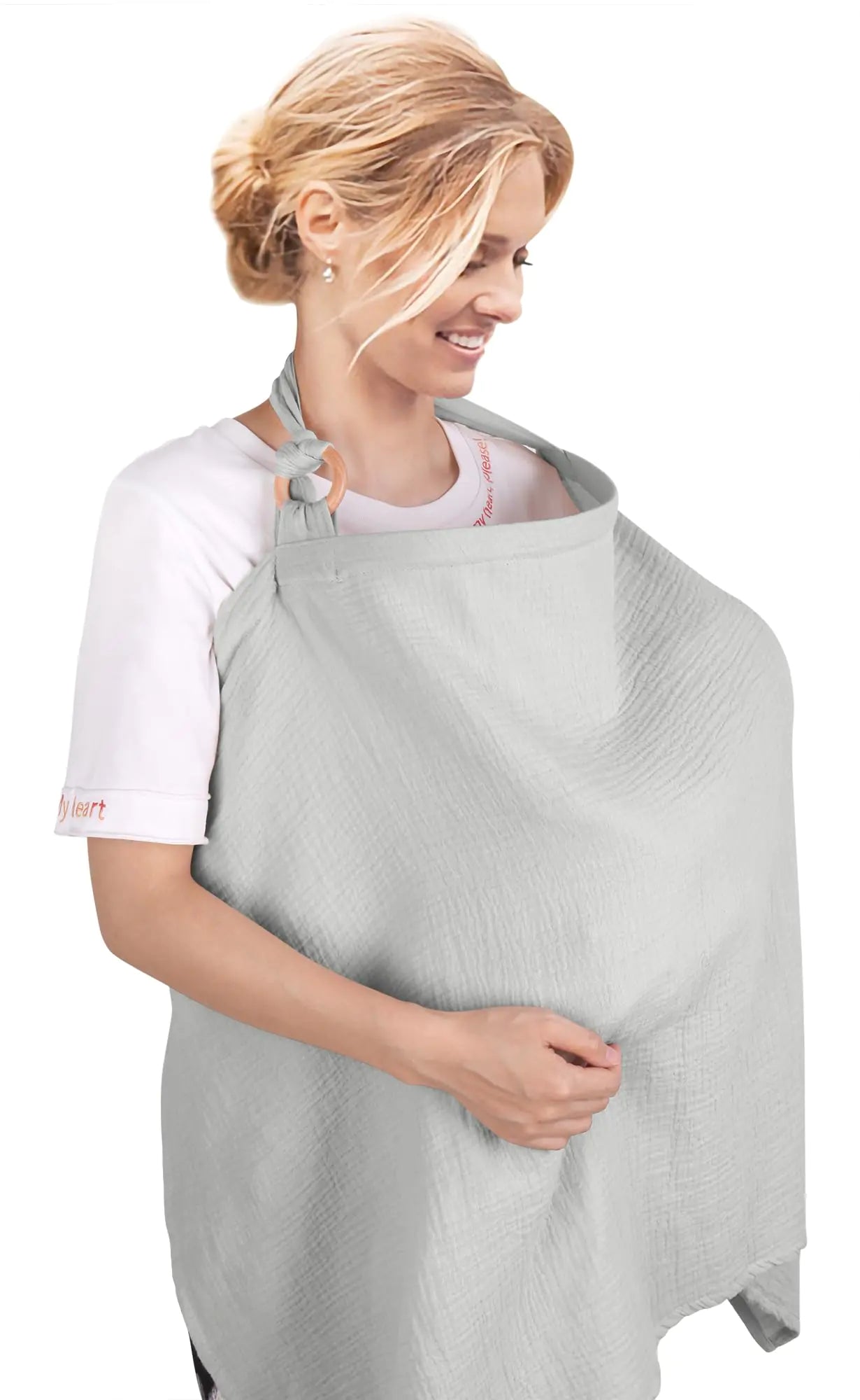 MVUOCR Muslin Nursing Covers for Breastfeeding 100% Cotton Breastfeeding Cover for Mom Multi-use Nursing Apron with Drawstring Bag Soft and Breathable Privacy Nursing Covers with Wooden Hoop
