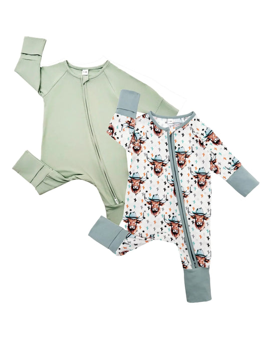 Bow Dream Baby Girl Clothes Infant Outfits Baby boy Clothes Romper Jumpsuit Newborn Coming Home Outfit Pea Green Bull 12-18 Months