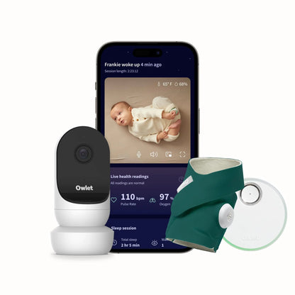 Owlet® Dream Duo 2 Smart Baby Monitor: FDA-Cleared Dream Sock® Plus Owlet Cam 2- Tracks & Notifies for Pulse Rate & Oxygen While Viewing Baby in 1080p HD WiFi Video - Deep Sea Green