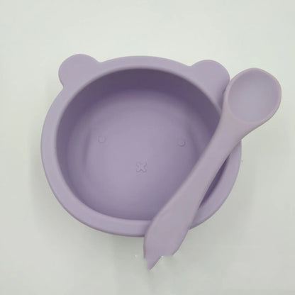 Suction Cup Anti-Fall Bear Silicone Baby Bowl for Kids