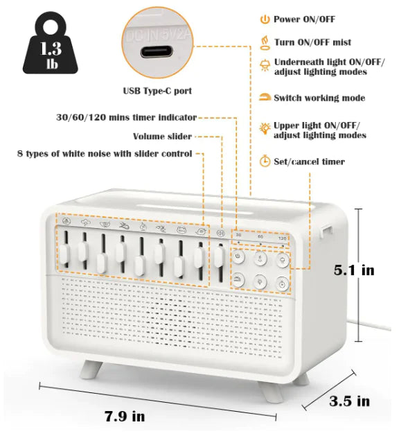 Bluetooth Speaker with Night Light and Humidifier