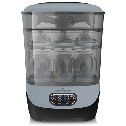 Brezza Advanced Baby Bottle Sterilizer & Dryer – Electric Steam Sterilization for All Bottles, Pacifiers & Pump Parts – HEPA Filter, Slate Gray