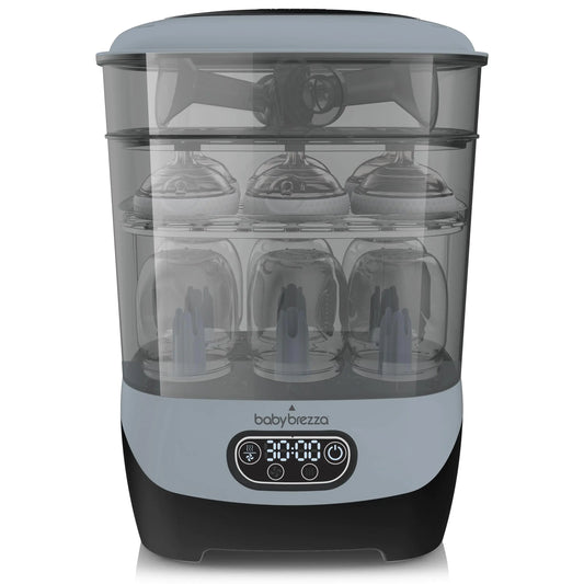Brezza Advanced Baby Bottle Sterilizer & Dryer – Electric Steam Sterilization for All Bottles, Pacifiers & Pump Parts – HEPA Filter, Slate Gray