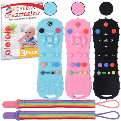 BEBECAN Silicone Baby Remote Teether - The Perfect Distraction Remote Control Toy Safe Food Grade Silicone BPA Free Baby Teether Remote for Baby Baby Remote Teether Control for Baby