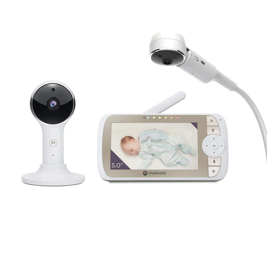 Motorola VM65X - 5" WiFi Video Baby Monitor w/Camera & Flexible Crib Mount HD 1080p - Connects to Smart Phone App 1000ft 2-Way Audio Remote Pan-Tilt-Zoom Room Temp Night Vision