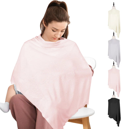 MVUOCR Breathable Nursing Cover Breastfeeding Cover for Women Knit Privacy Nursing Covers Up for Breastfeeding Multi-Use Ponchy Nursing Covers Scarf ShawlBlanket (Pink)