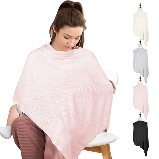 MVUOCR Breathable Nursing Cover Breastfeeding Cover for Women Knit Privacy Nursing Covers Up for Breastfeeding Multi-Use Ponchy Nursing Covers Scarf ShawlBlanket (Pink)