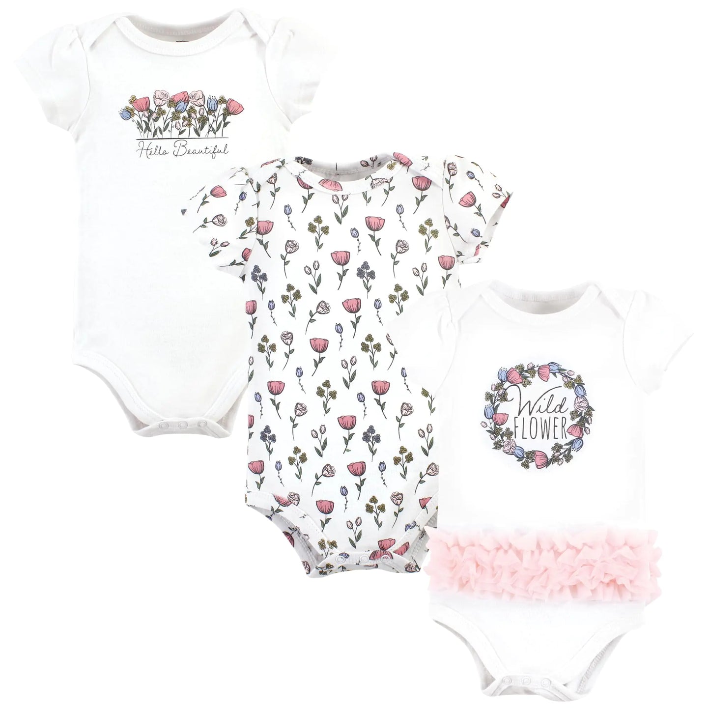 Hudson Baby Unisex Baby Cotton Bodysuits Wild Flower Tutu 6-9 Months
