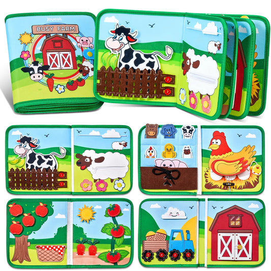 JoyCat Farm Busy Book for Toddlers 1-3 - Busy Board for 1 Year Old Boy Girl Toys Birthday Gift Educational Quiet Activity Book with Life Skills Toddler Toys Gifts 1-2